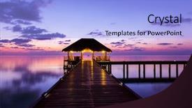  Presentation with maldives - PPT theme having bar night - water cafe at sunset background and a  colored foreground
