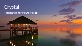  Presentation with sunset water dolphin - Amazing slides having luxury restaurant night - water cafe at sunset backdrop and a ocean colored foreground