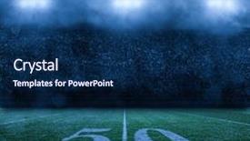  Presentation with football stadium - Beautiful PPT theme featuring night 50 yard line backdrop and a navy blue colored foreground