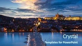  Presentation with czech republic - Audience pleasing presentation consisting of night aerial view of prague castle and charles bridge over vltava river in prague czech republic prague czech republic backdrop and a ocean colored foreground