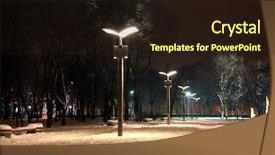  Presentation with night - Colorful PPT layouts enhanced with night alley in winter park backdrop and a  colored foreground