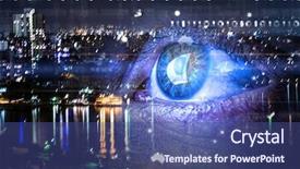  Presentation with panoramic - Slide deck consisting of night anumation - city panoramic view background and a ocean colored foreground
