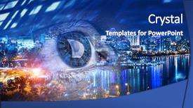  Presentation with view of rotterdam city - PPT theme with night anumation - city panoramic view background and a navy blue colored foreground
