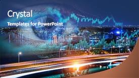  Presentation with panoramic - Cool new PPT theme with night anumation - city panoramic view backdrop and a ocean colored foreground