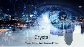  Presentation with view of rotterdam city - Beautiful PPT layouts featuring night anumation - city panoramic view backdrop and a light blue colored foreground