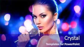 Presentation with girl model - Colorful PPT theme enhanced with night background glamour model singer backdrop and a navy blue colored foreground