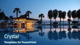  Presentation with hotel - Presentation having night bar on summer beach background and a ocean colored foreground