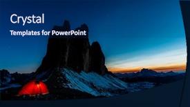  Presentation with red star - Slide deck with night bivouac at tre cime background and a navy blue colored foreground
