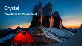  Presentation with red star - Slides featuring night bivouac at tre cime background and a ocean colored foreground