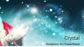  Presentation with christmas magic - Beautiful presentation theme featuring night blowing magic christmas backdrop and a light blue colored foreground