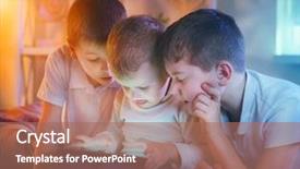  Presentation with dark night - Presentation featuring night brothers with tablet computer background and a coral colored foreground