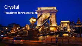  Presentation with blue night - Cool new theme with night budapest panorama ancient chain backdrop and a navy blue colored foreground