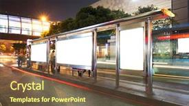  Presentation with bus station - Presentation with night bus station with blank background and a tawny brown colored foreground