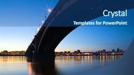  Presentation with night city - Audience pleasing presentation theme consisting of night-city-of-krasnoyarsk-bridge backdrop and a ocean colored foreground
