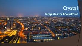  Presentation with city night - Colorful presentation design enhanced with night-city-with-tilt-shift backdrop and a ocean colored foreground