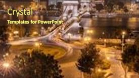  Presentation with hill station - Presentation theme having night-cityscape-of-budapest background and a tawny brown colored foreground