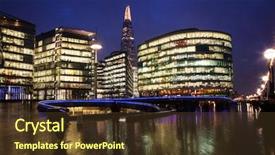  Presentation with office buildings - PPT layouts featuring night cityscape of london with office buildings the shard and new city hall background and a tawny brown colored foreground