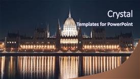  Presentation with danube - Audience pleasing theme consisting of night cityscape of the parliament building on the danube riverbank in central budapest capital of hungary backdrop and a wine colored foreground