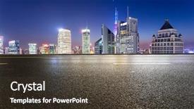  Presentation with urban and domestic waste - Presentation theme enhanced with night clouds - urban road illuminated skyline background background and a  colored foreground