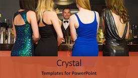  Presentation with friends eating and drinking wine - Audience pleasing slide set consisting of night club - attractive friends ordering drinks backdrop and a red colored foreground