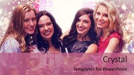  Presentation with gold red - Slides with night club - friends with drinks against gold background and a coral colored foreground