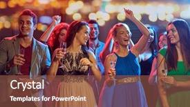  Presentation with alcoholic - Beautiful PPT theme featuring night club - party holidays celebration nightlife backdrop and a tawny brown colored foreground