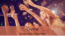  Presentation with champagne - Presentation consisting of night club - pretty girls holding champagne glass background and a coral colored foreground