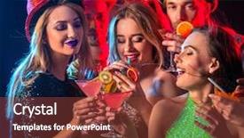  Presentation with cocktail party - Cool new presentation theme with night club and disco ball backdrop and a tawny brown colored foreground