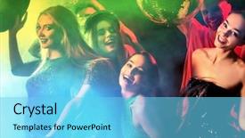  Presentation with night club - Audience pleasing presentation theme consisting of night club people in brilliant backdrop and a light blue colored foreground