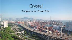  Presentation with hong kong - Amazing PPT theme having night day - hong kong bridge of transportation backdrop and a  colored foreground