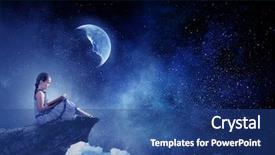  Presentation with girl reading - Slide deck enhanced with night dream - beautiful girl reading book background and a ocean colored foreground