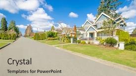  Presentation with north america - Amazing PPT theme having night dream - perfect neighborhood houses in suburb backdrop and a mint green colored foreground