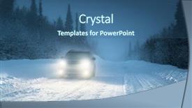  Presentation with russian forest - Beautiful theme featuring night driving - car lights in winter russian backdrop and a ocean colored foreground