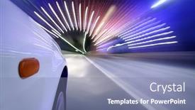  Presentation with driving road - Slide set having night-driving-urban-city-road background and a seafoam green colored foreground