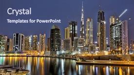  Presentation with marina - PPT theme enhanced with night hours united arab emirates background and a ocean colored foreground