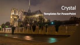 Presentation with notre dame paris france - Colorful theme enhanced with night ile de la cite backdrop and a dark gray colored foreground