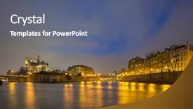  Presentation with notre dame paris france - PPT theme having night ile de la cite background and a ocean colored foreground