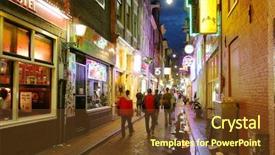  Presentation with tourists - Amazing PPT theme having night in famous red light backdrop and a tawny brown colored foreground