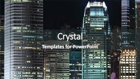  Presentation with buildings - Beautiful slide deck featuring night in hong kong backdrop and a tawny brown colored foreground