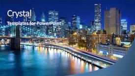  Presentation with new york night - Beautiful theme featuring night in new york city backdrop and a navy blue colored foreground