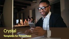  Presentation with dark night - PPT theme enhanced with night in office with computer background and a tawny brown colored foreground