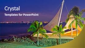  Presentation with night - Colorful PPT theme enhanced with night in puerto vallarta backdrop and a navy blue colored foreground