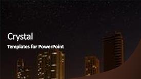  Presentation with city moon - PPT theme having night in the city - moon showing in the sky over skyscrapers background and a black colored foreground