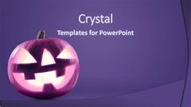  Presentation with spooky halloween graveyard dark - PPT theme having night invitation - halloween pumpkins on dark background background and a violet colored foreground