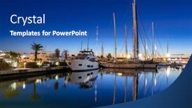  Presentation with yacht - Presentation with night-landscape-of-the-port background and a  colored foreground