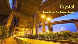  Presentation with park night city - Presentation theme enhanced with night landscape park under highway background and a tawny brown colored foreground
