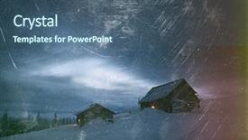  Presentation with snow mountain - Theme featuring night landscape winter in mountain background and a ocean colored foreground