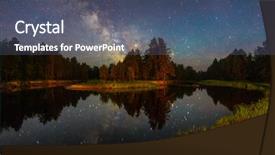  Presentation with starry night - Theme enhanced with night landscape with bright milky background and a ocean colored foreground