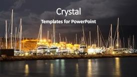  Presentation with bar - Slide deck having night landscape with the image of harbor in bar montenegro background and a dark gray colored foreground