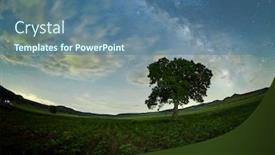  Presentation with way - Colorful PPT theme enhanced with night-landscape-with-the-milky backdrop and a ocean colored foreground